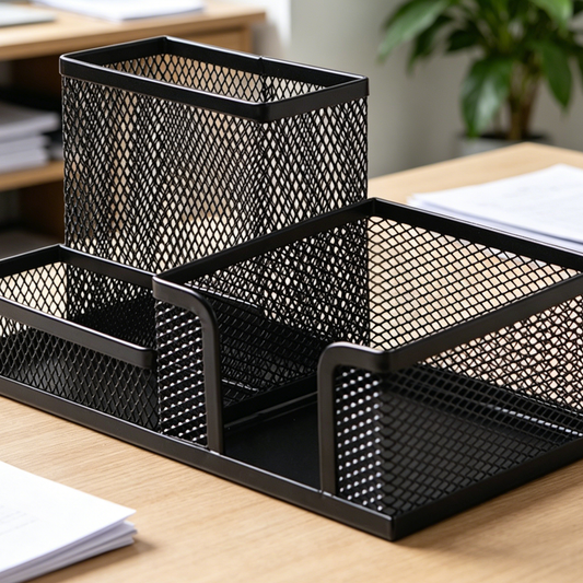 Multifunctional metal pen holder
