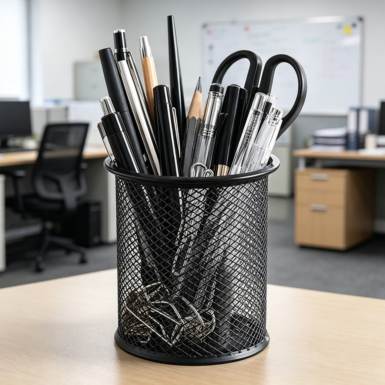 Round office pen holder